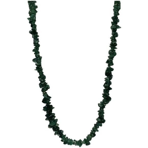 Green Malachite Chip Long Layering Necklace 32” Bohemian Boho  Natural Stone - Picture 4 of 16